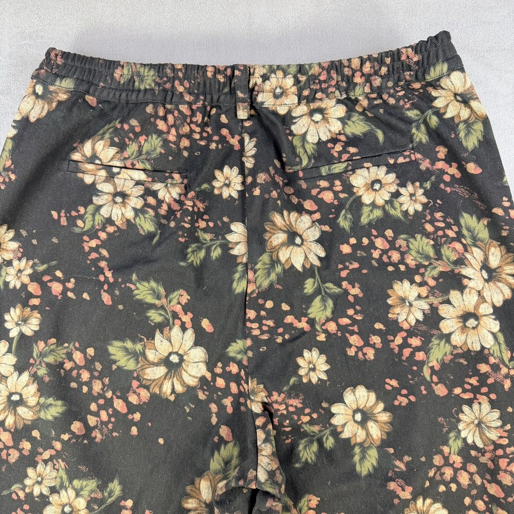 VICI Floral Wide Leg‎ Pants Womens Large Black Brown High Rise Casual Dressy - Picture 9 of 10